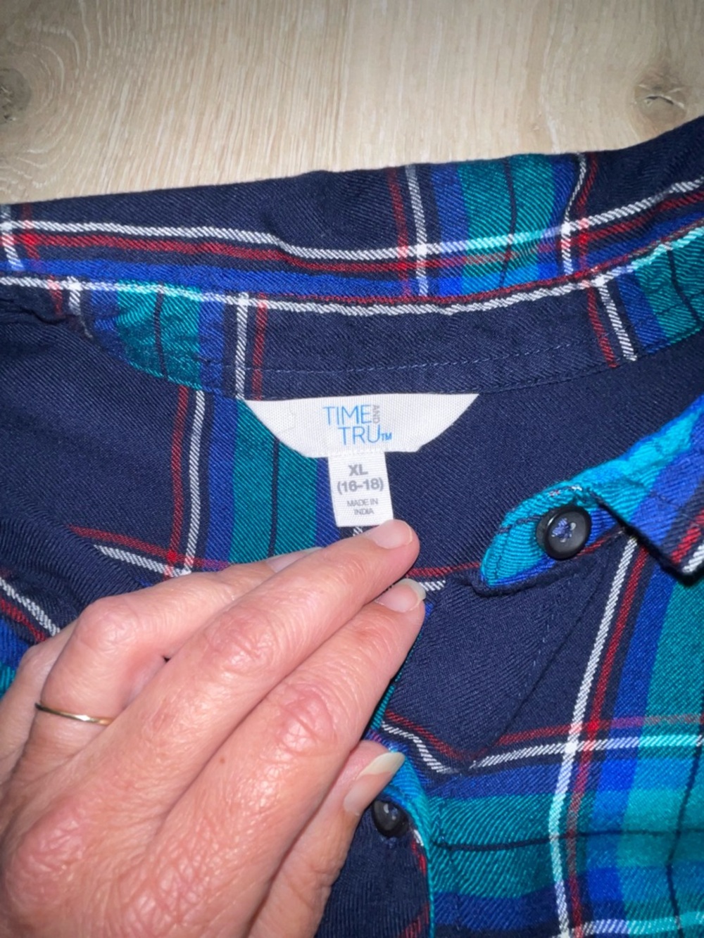 Upcycled Time and Tru George Strait Plaid Button-Down Shirt - Picture 14 of 16